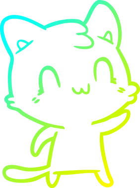 Bir insan tarafından çizilen mutlu çizgi bir kedinin soğuk gradyan çizimi