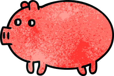 Bir insan tarafından çizilmiş şişman bir domuzun retro grunge dokusu.