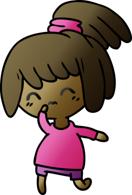 Bir insan tarafından çizilmiş kawai kızının gradyan çizimi.