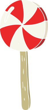 Bir insan tarafından çizilen lolipopun düz renk çizimi