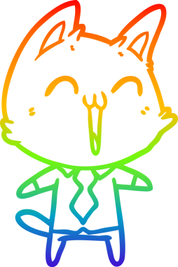 gökkuşağı gradyan çizimi mutlu çizgi film kedisi bir insan tarafından çizildi