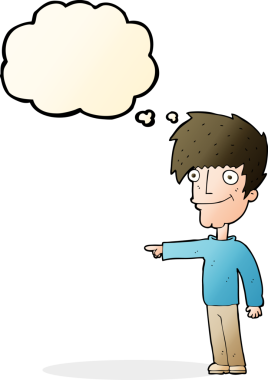 çizgi film mutlu adam bir insan tarafından çizilen düşünce baloncuğu ile işaret