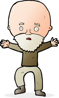 Bir insan tarafından çizilmiş yaşlı adam panikliyor.