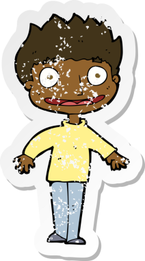 Bir insan tarafından çizilmiş heyecanlı bir çizgi filmin gerilimli çıkartması.