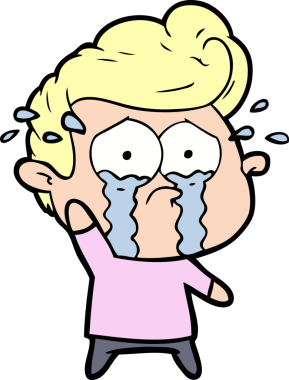 Bir insan tarafından çizilmiş ağlayan bir karikatür.