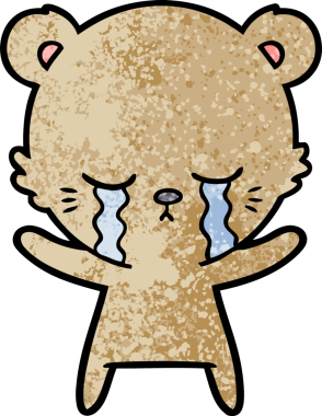 Bir insan tarafından çizilmiş ağlayan ayı karikatürü.