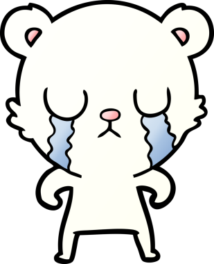 Bir insan tarafından çizilmiş üzgün küçük kutup ayısı çizgi filmi.