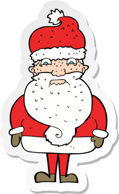 Bir insan tarafından çizilmiş huysuz Noel Baba çizgi filminin çıkartması.