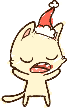 Bir insan tarafından çizilen Noel Kedisi Tebeşiri