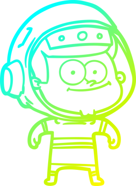 Bir insan tarafından çizilmiş mutlu bir astronot çizgi filmi.