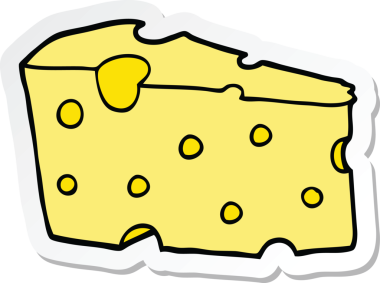 Bir insan tarafından çizilmiş karikatür peynirinin çıkartması.