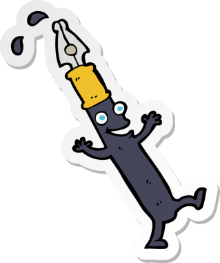 Bir insan tarafından çizilmiş bir çizgi film karakterinin çıkartması.