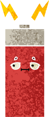 Bir insanın çizdiği pilin retro illüstrasyon tarzı karikatürü