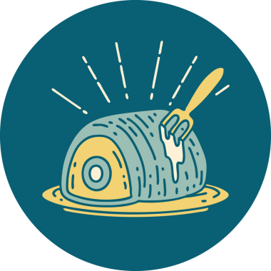 Bir insan tarafından çizilmiş dövme stili biftek ikonu.