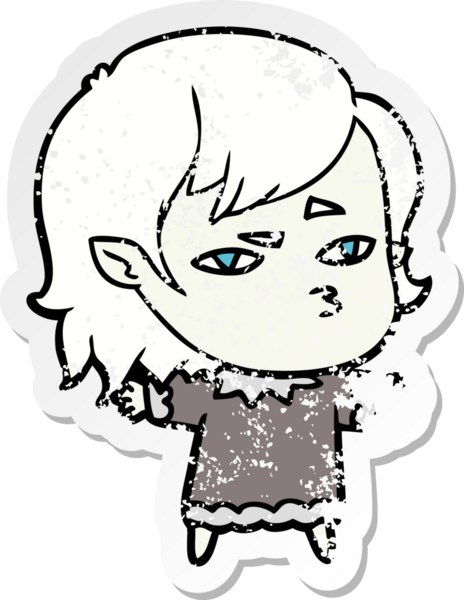 Bir insan tarafından çizilmiş vampir bir kızın sıkıntılı çıkartması.