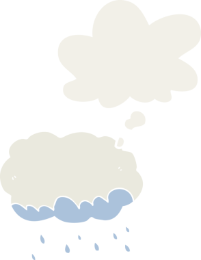 Düşünce baloncuğu olan karikatür yağmur bulutu insan tarafından çizilmiş.