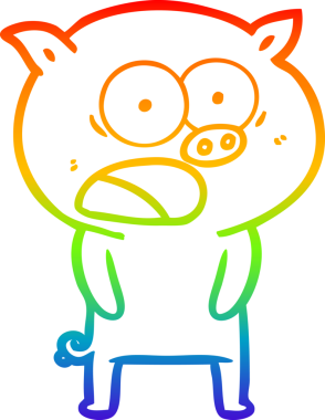 Gökkuşağı gradyan çizimi Bir insan tarafından çizilen bağıran domuz çizgi filmi