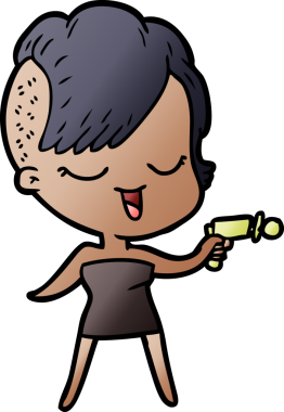 Bir insan tarafından çizilmiş mutlu çizgi film kızı.