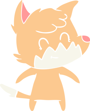 Bir insan tarafından çizilmiş düz renkli çizgi film dost tilkisi.