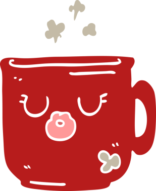 Bir insan tarafından çizilmiş sıcak kahve fincanı.