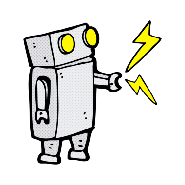 Bir insan tarafından çizilmiş küçük robot.