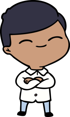 Bir insan tarafından çizilmiş gülümseyen çocuk.