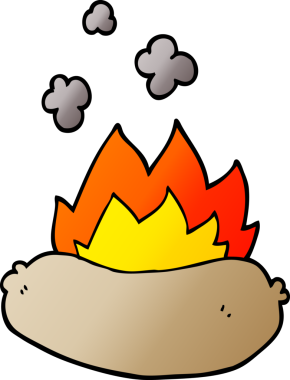 Bir insan tarafından çizilmiş karalama yanan sosis.