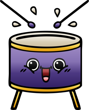 Bir insan tarafından çizilen davulun gölgelenmiş karikatürü