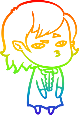 Gökkuşağı gradyan çizimi Bir insan tarafından çizilen vampir kız çizgi