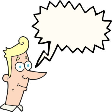 Bir insan tarafından çizilmiş serbest konuşma balonu çizgi filmi gülümseyen adam.