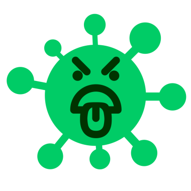 Bir insan tarafından çizilmiş kızgın bir virüs.