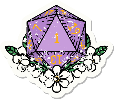 Doğal bir zarın grunge sticker 'ı bir insan tarafından çizilmiş çiçek elementleriyle yuvarlanıyor.