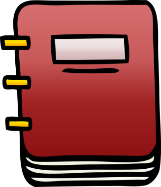 Bir insan tarafından çizilmiş bir not defterinin gölgeli çizgi filmi.