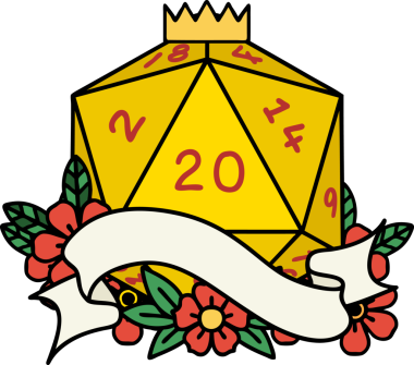 Retro Dövme Biçimi Doğal 20 D20 zar bir insan tarafından çizildi