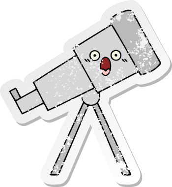 Bir insan tarafından çizilmiş sevimli bir teleskobun sıkıntılı çıkartması.