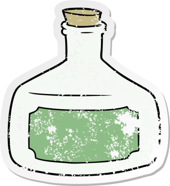 Bir insan tarafından çizilmiş eski bir şişe karikatürü.