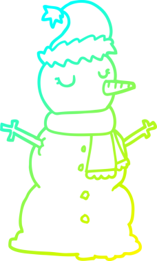 Bir insan tarafından çizilmiş bir kardan adamın soğuk çizgi çizimi