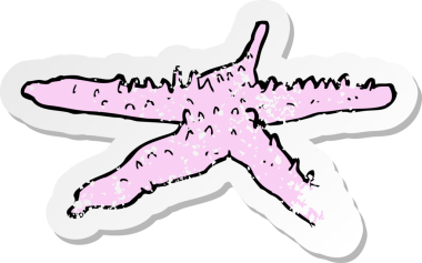 Bir insan tarafından çizilmiş karikatür deniz yıldızının gerilemiş etiketi.