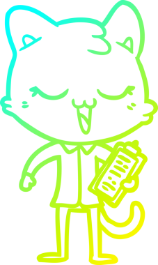 Bir insan tarafından çizilen çizgi film kedisinin soğuk gradyan çizgisi.