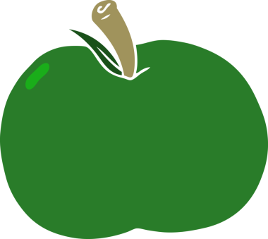 Bir insan tarafından çizilmiş düz renk çizgi film elması