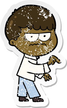 Bir insan tarafından çizilmiş sıkıntılı bir karikatür çıkartması.