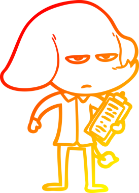 Bir insan tarafından çizilmiş kızgın bir fil çizimi.