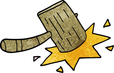 Bir insan tarafından çizilmiş ahşap çekiç.