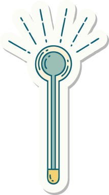 Bir insan tarafından çizilmiş dövme stili cam termometre etiketi.