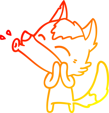 Bir insan tarafından çizilen uluyan kurt çizgi filminin sıcak gradyan çizimi