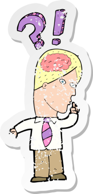 Bir insan tarafından çizilen soruyu soran bir çizgi film karakterinin gerilimli geçmiş yapıştırması.