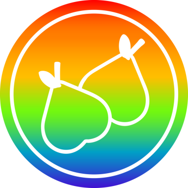 organik armut dairesel simgesi gökkuşağı gradyan bir insan tarafından çizilmiş