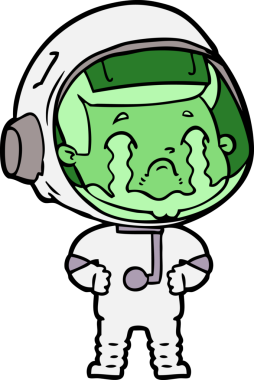 Bir insan tarafından çizilmiş ağlayan astronot çizgi filmi.