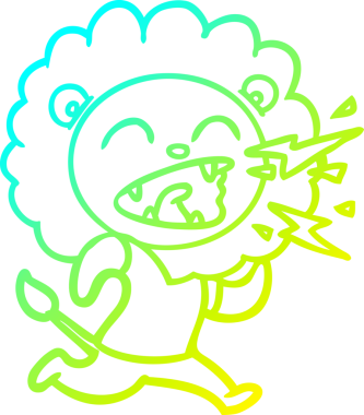 Bir insan tarafından çizilen kükreyen aslanın soğuk çizgi çizimi.