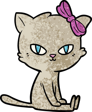 Bir insan tarafından çizilmiş sevimli çizgi film kedisi.